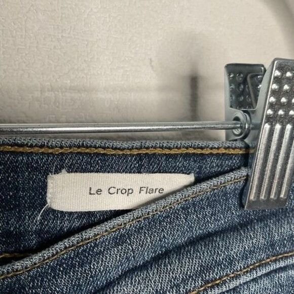 Frame Le Crop Flare Blue Super High Denim Jeans Women Size 26 (Worn 1X) - Picture 7 of 14